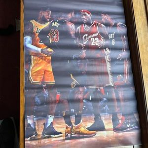 LeBron James - Cavs x Heat x Lakers poster. Length 35 inches. Width 23.5 inches.
